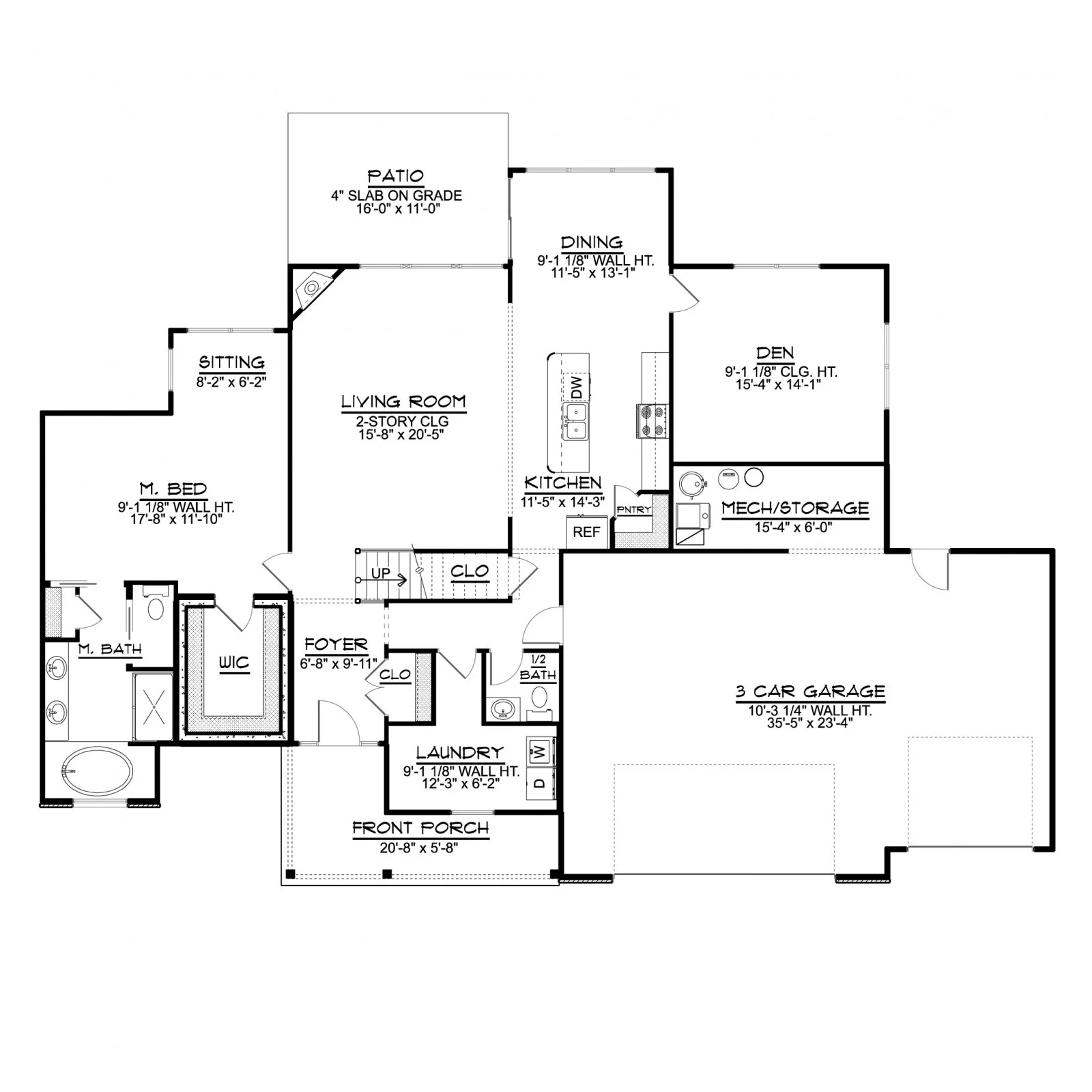 CHD-2028 Country House Plan – First Floor Plan