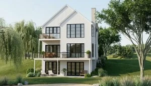 CHD-2051 Beach House Plan – Front Elevation