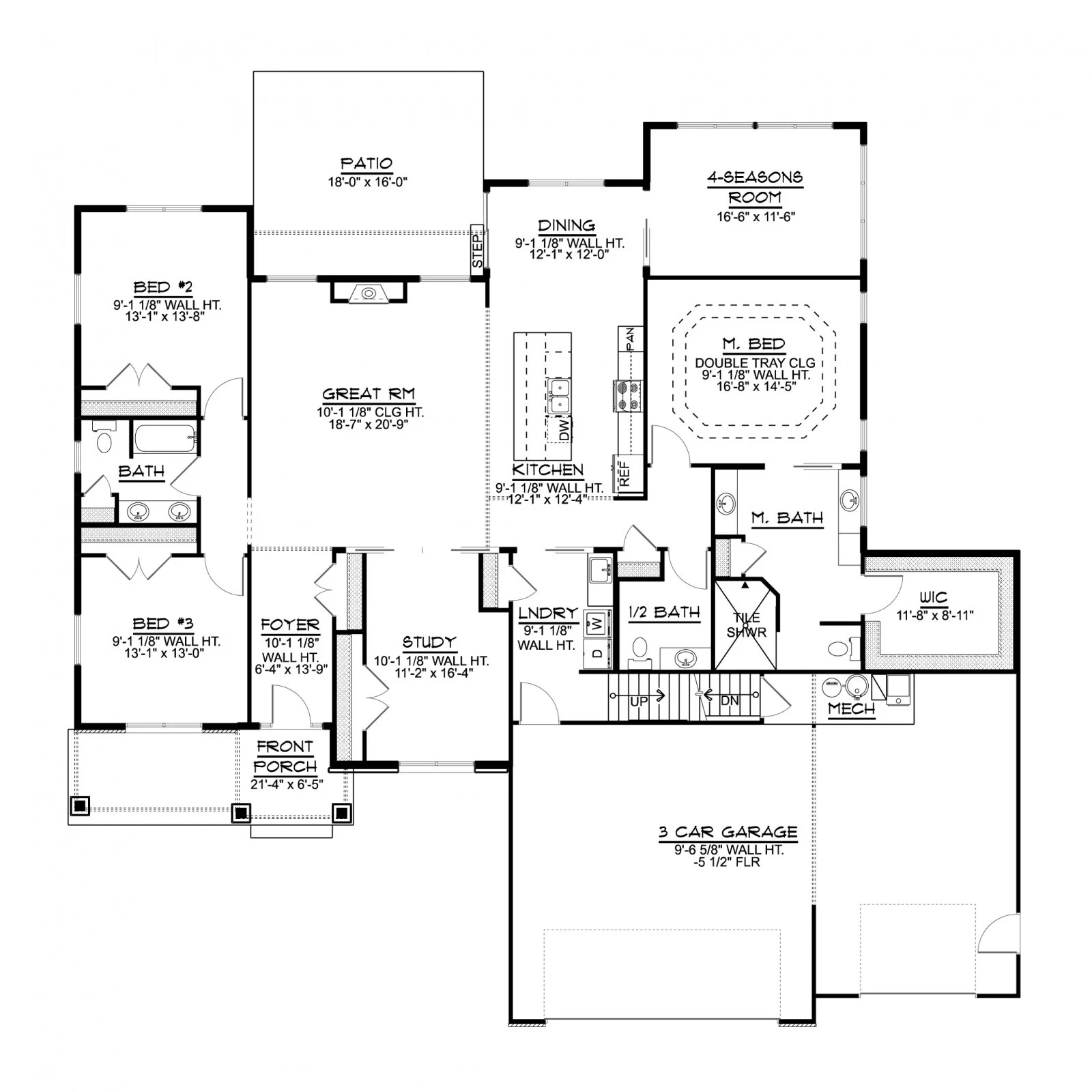 CHD-2059 Cottage House Plan – First Floor Plan