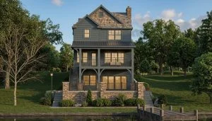 CHD-2070 Beach House Plan – Front Elevation