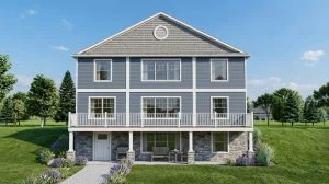 CHD-2093 Beach House Plan – Front Elevation