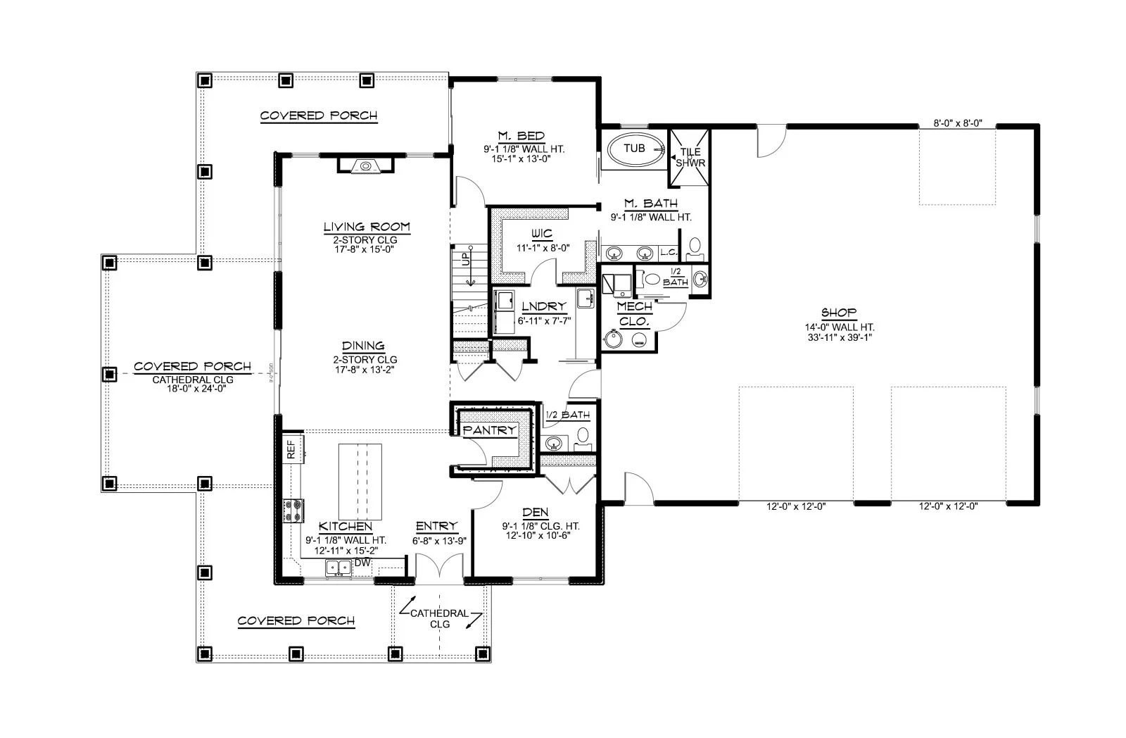 CHD-21161 Barndominium House Plan – First Floor Plan