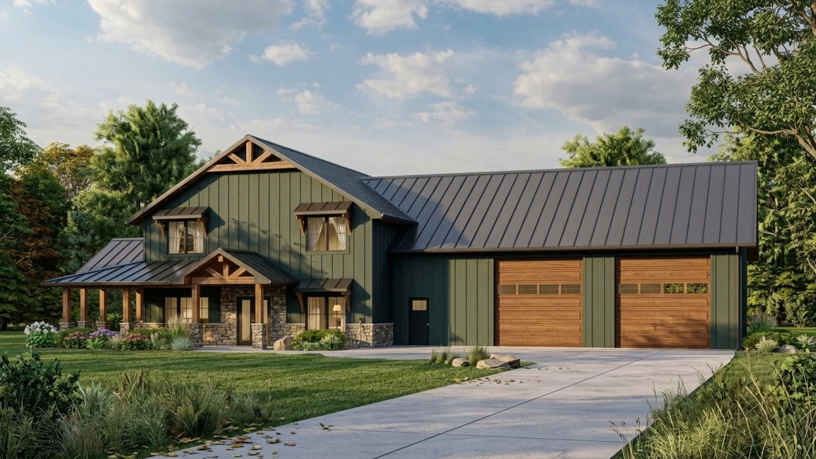 CHD-21161 Barndominium House Plan – Front Elevation
