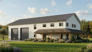 CHD-21167 Barndominium House Plan – Front Elevation