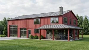 CHD-21177 Barndominium House Plan – Front Elevation