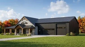 CHD-21186 Barndominium House Plan – Front Elevation