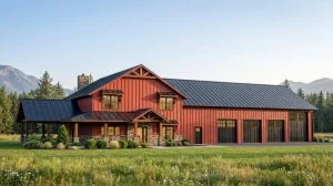CHD-21187 Barndominium House Plan – Front Elevation