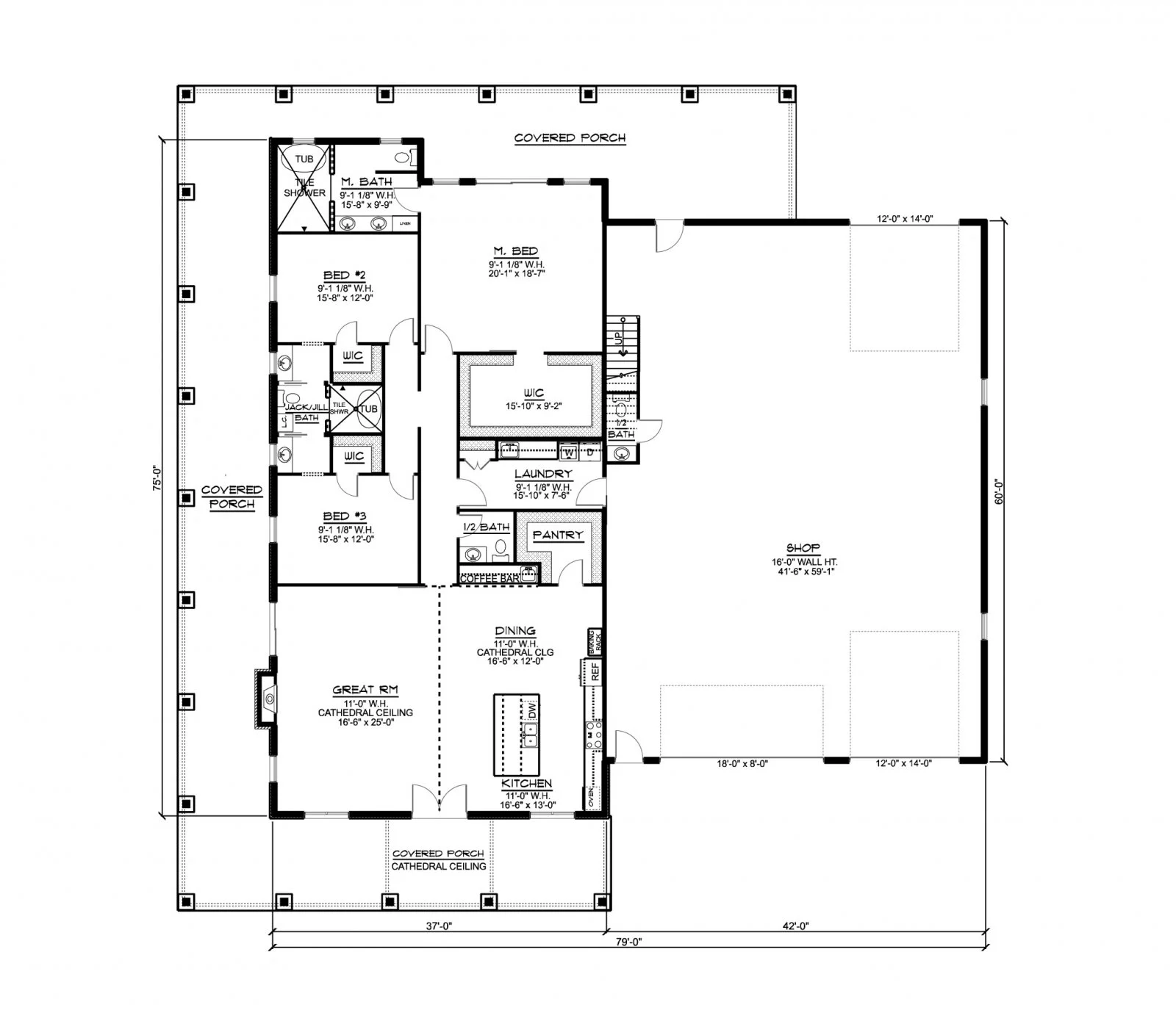 CHD-21194 Barndominium House Plan – First Floor Plan