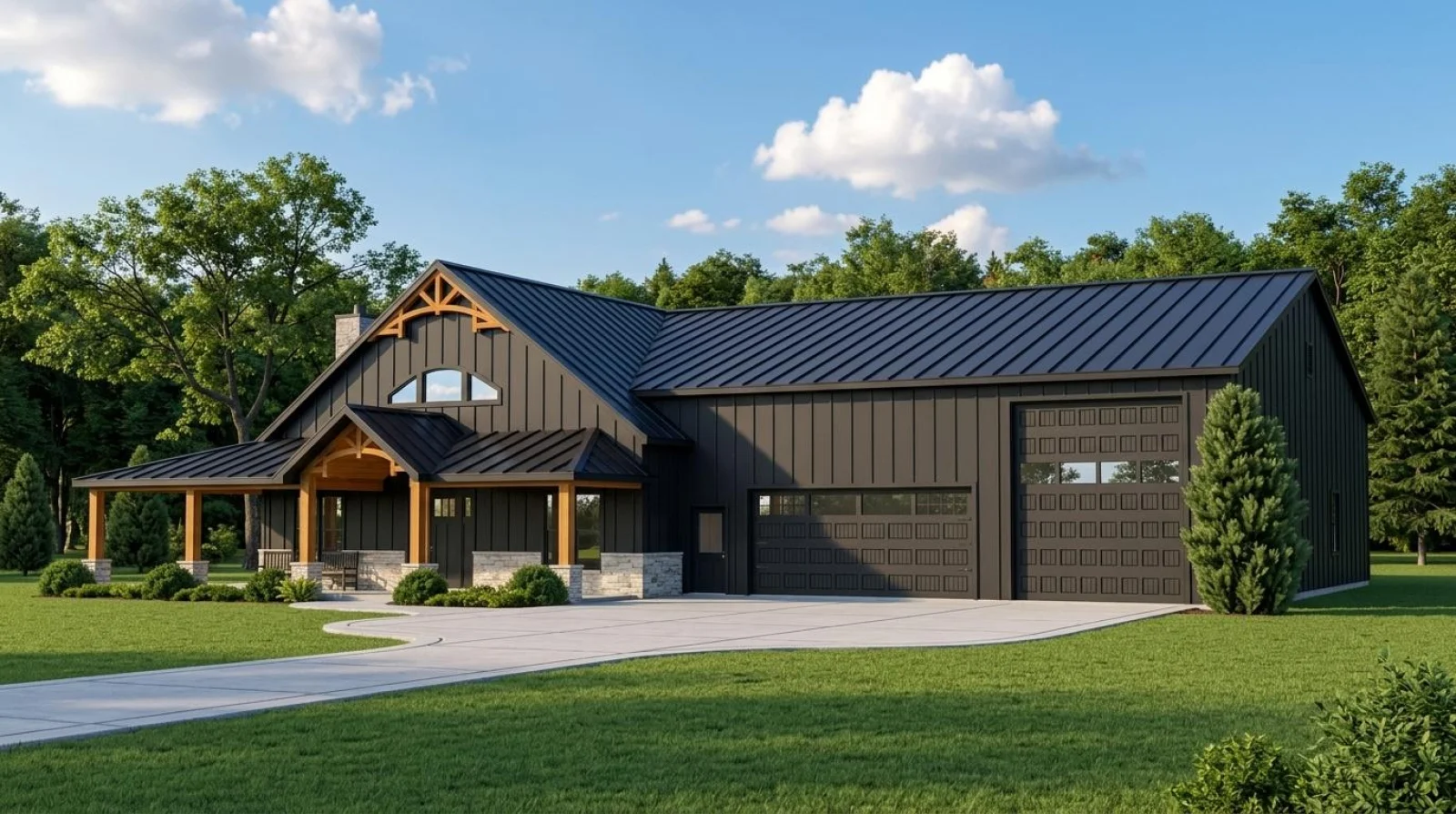 CHD-21194 Barndominium House Plan – Front Elevation