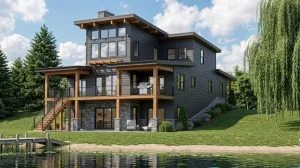 CHD-2125 Beach House Plan – Front Elevation