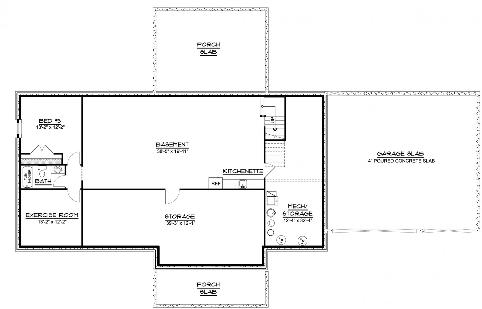 CHD-2129 Country House Plan – Basement Floor Plan