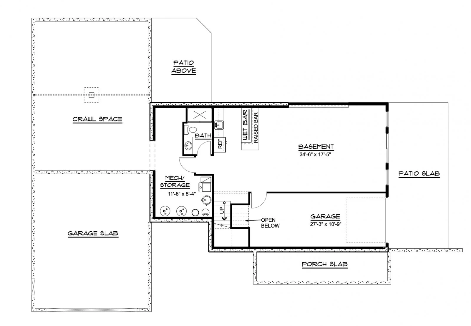 CHD-2138 Country House Plan – Basement Floor Plan
