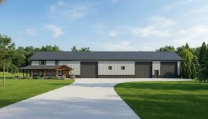 CHD-2172 Barndominium House Plan – Front Elevation