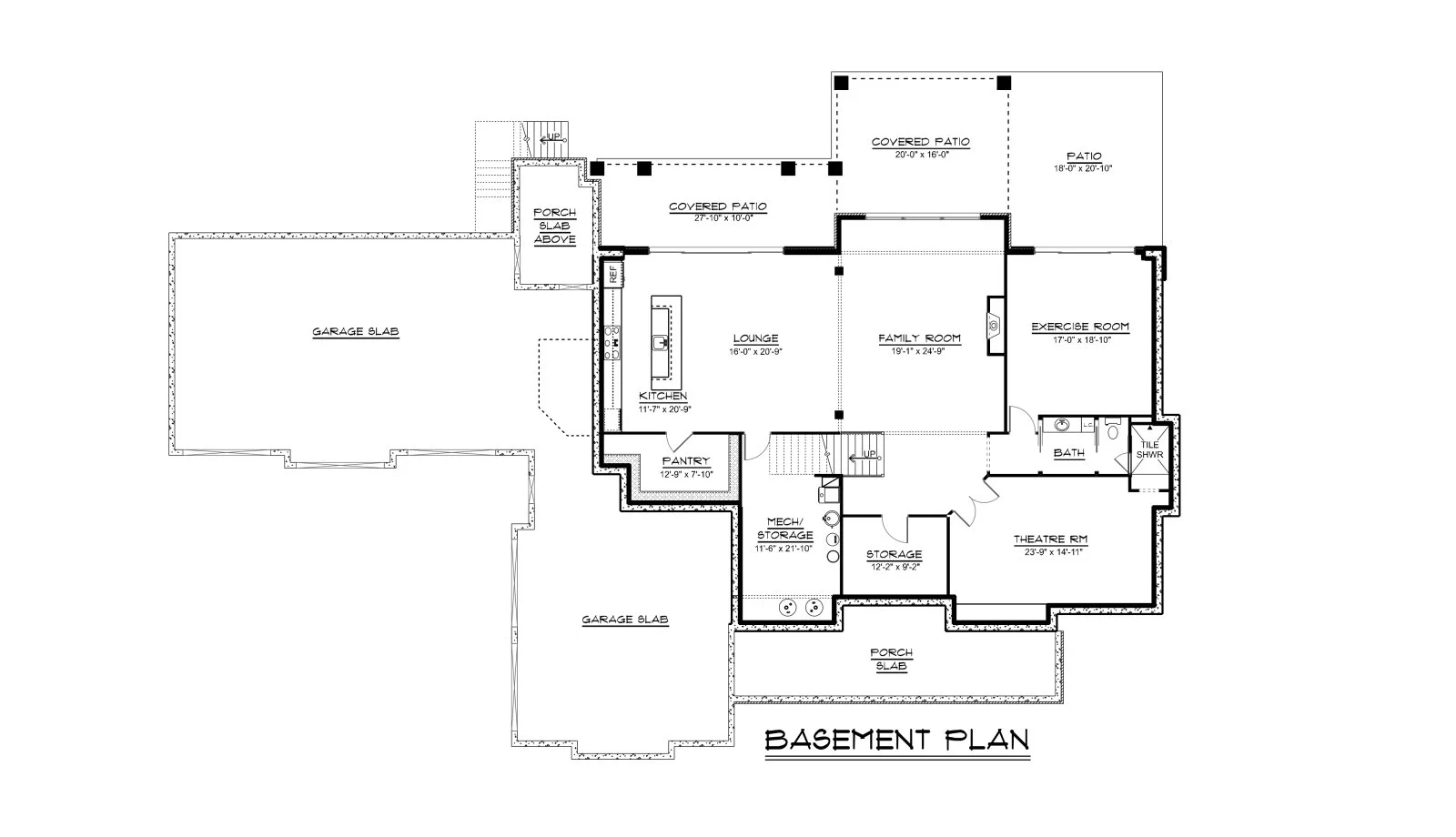 CHD-2195 Country House Plan – Basement Floor Plan