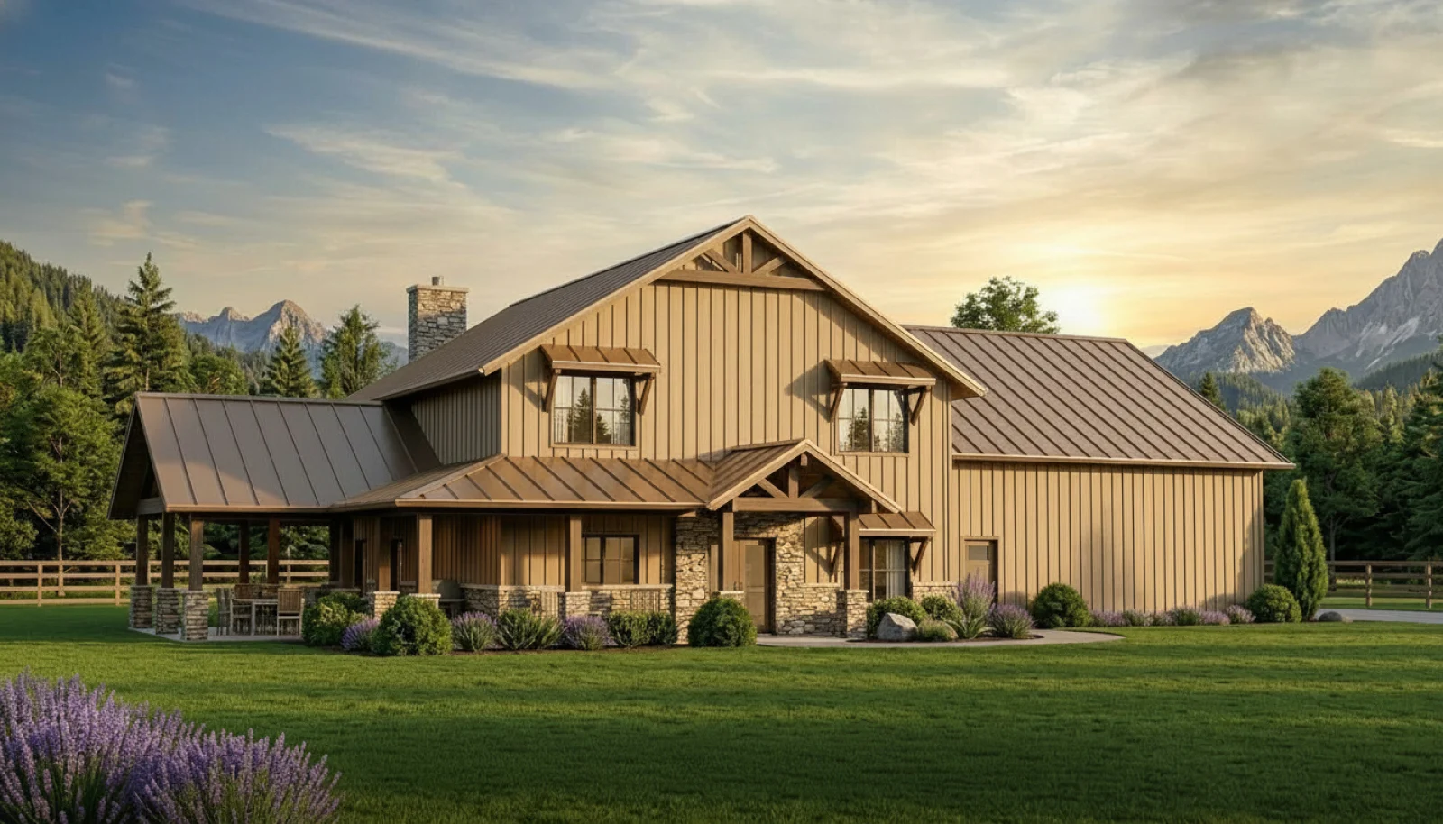 CHD-2208 Barndominium House Plan – Front Elevation
