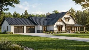 CHD-22199 Barndominium House Plan – Front Elevation