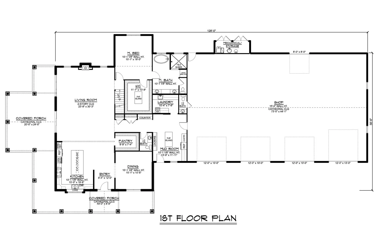 CHD-22212 Barndominium House Plan – First Floor Plan