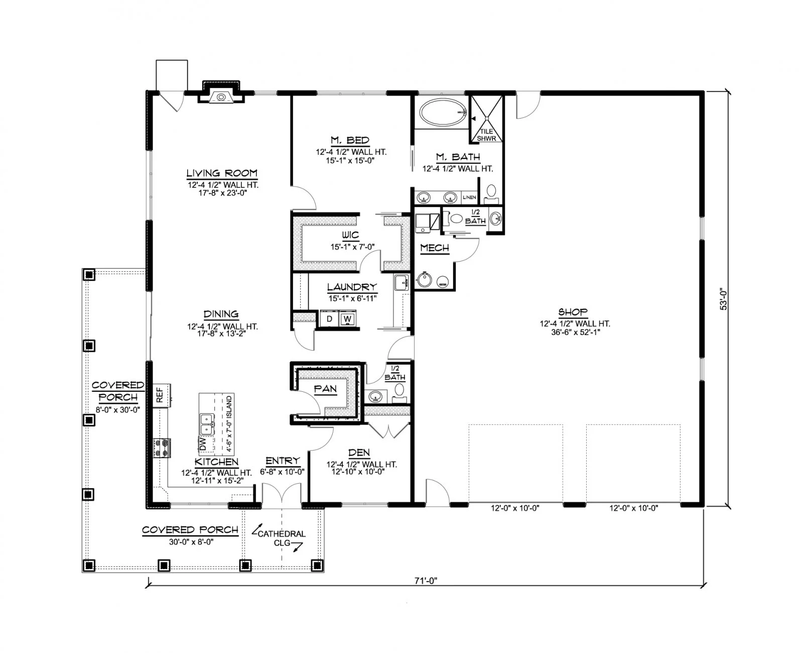 CHD-22233 Barndominium House Plan – Main Floor Plan
