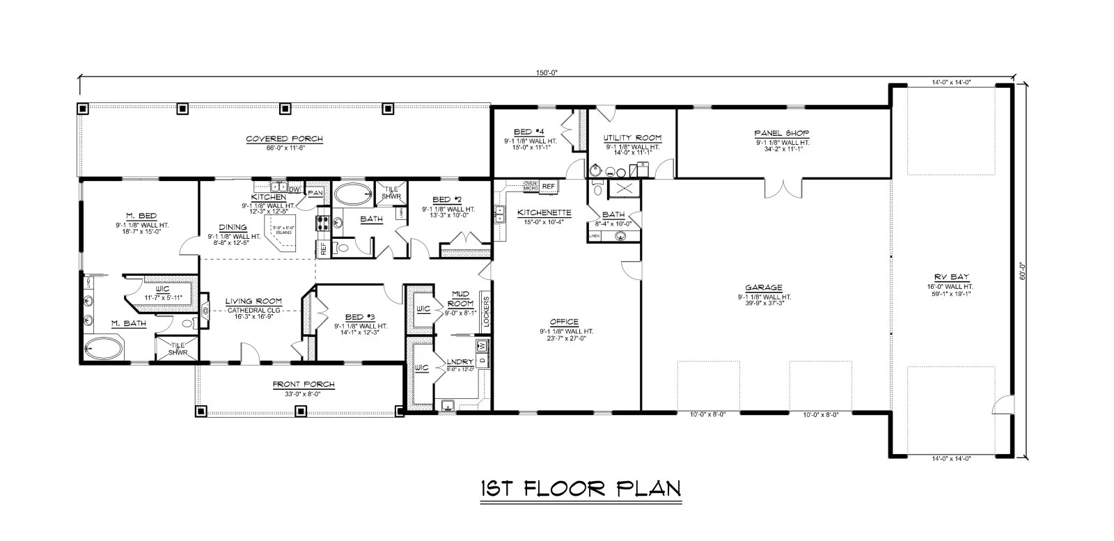 CHD-22258 Barndominium House Plan – Main Floor Plan