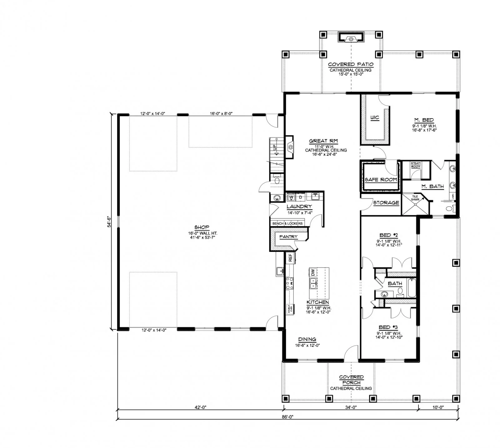 CHD-2298 Barndominium House Plan – First Floor Plan