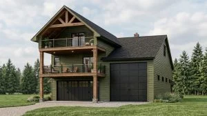 CHD-23100 Beach House Plan – Front Elevation