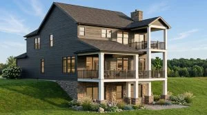 CHD-23111 Beach House Plan – Front Elevation