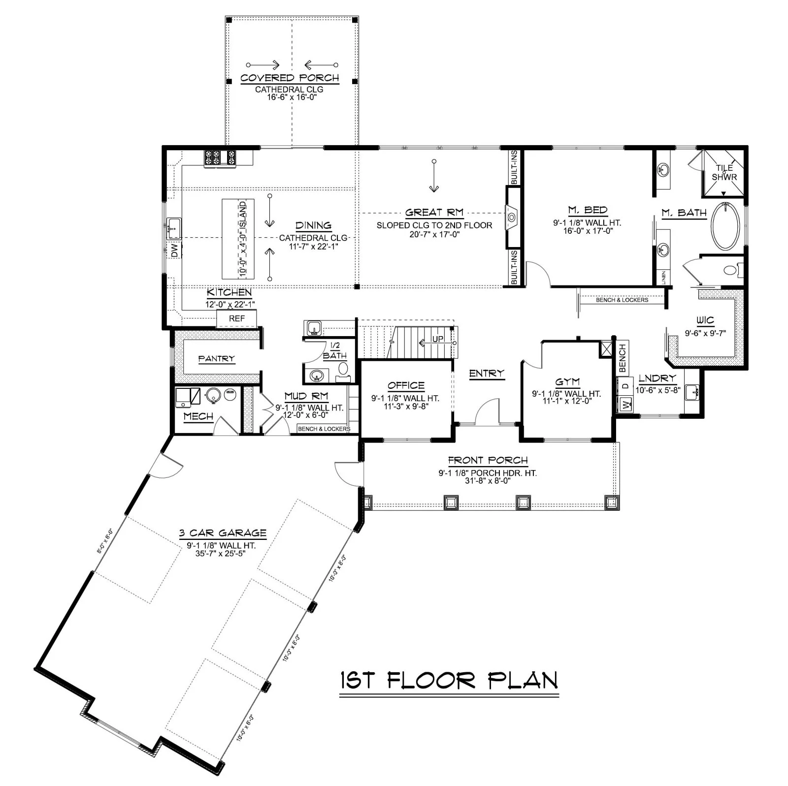 CHD-23225 Cottage House Plan – First Floor Plan