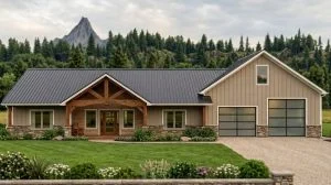 CHD-23227 Barndominium House Plan – Front Elevation