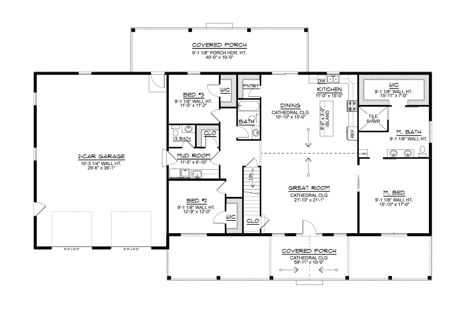 CHD-23350 Country House Plan – Main Floor Plan