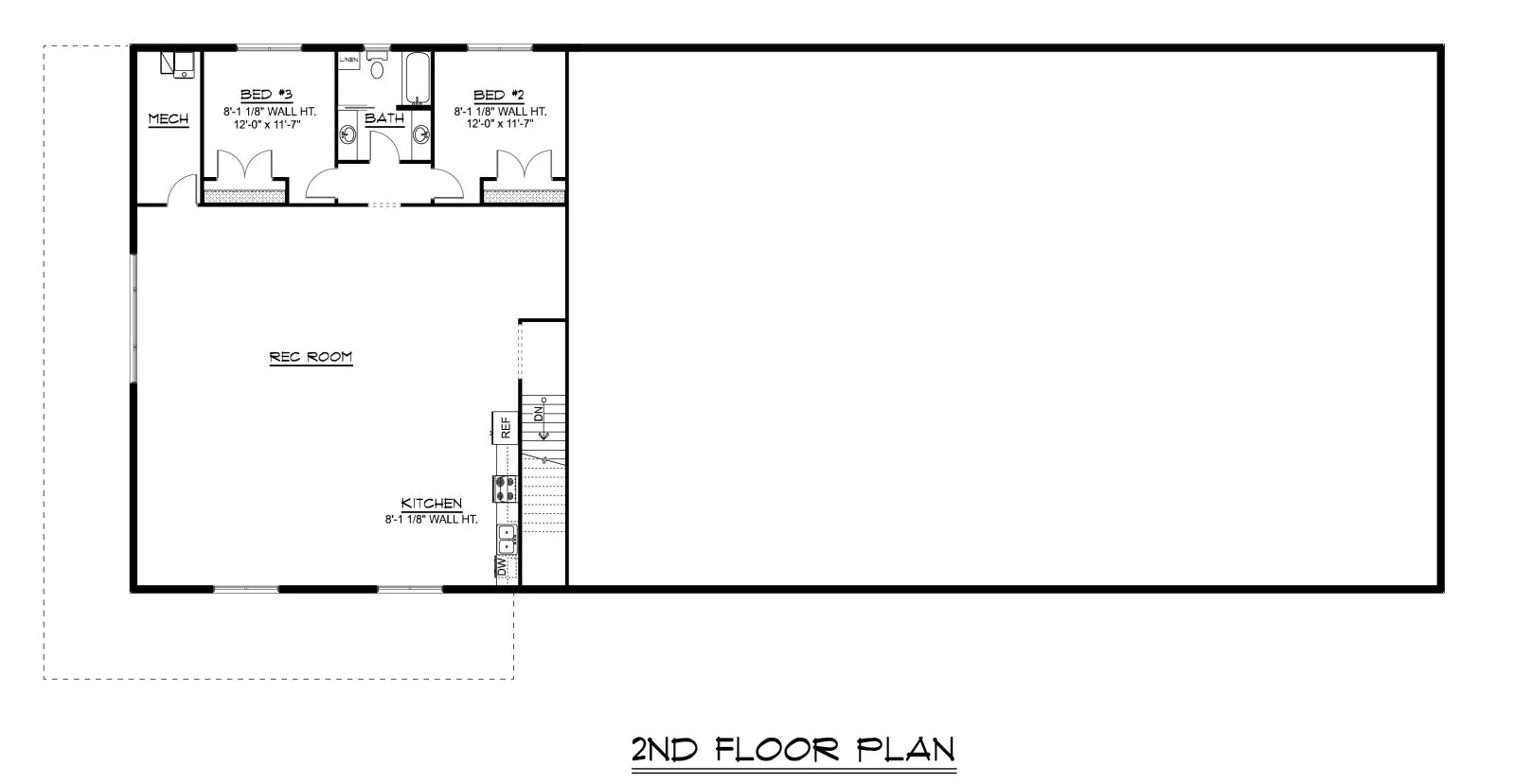 CHD-24216 Barndominium House Plan – Second Floor Plan