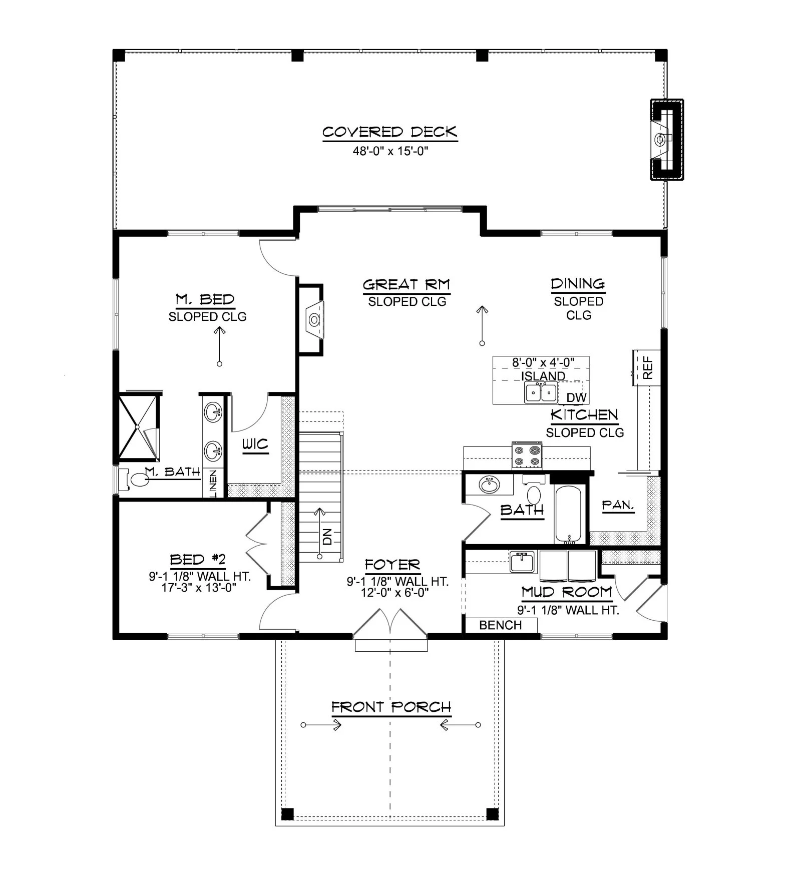 CHD-24219 Craftsmen House Plan – Main Floor Plan