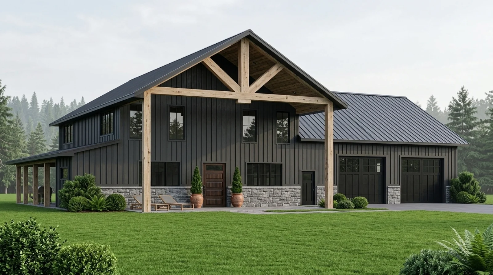 CHD-24413 Barndominium House Plan – Front Elevation