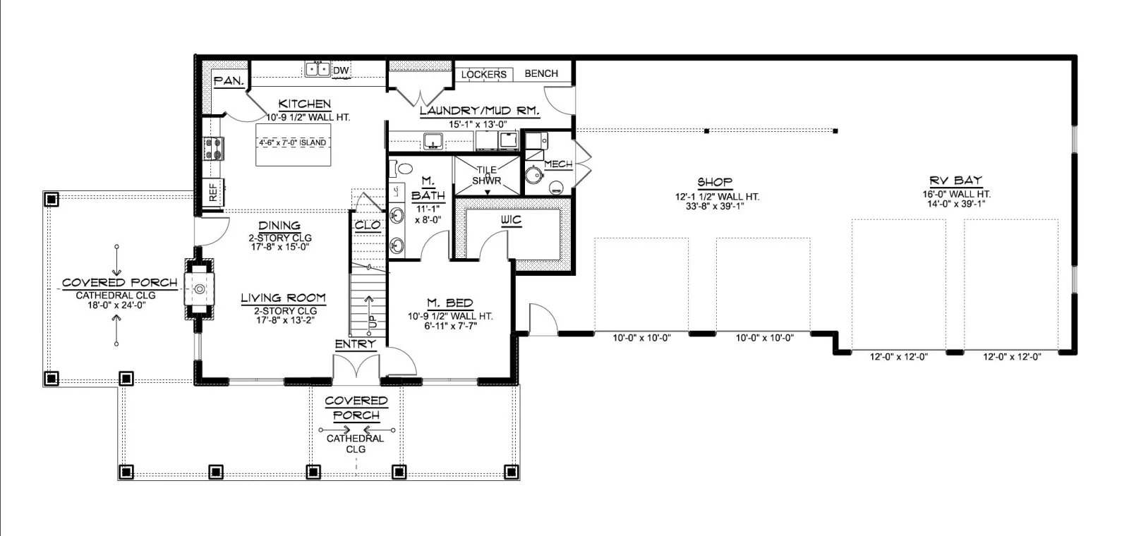 CHD-25108 Barndominium House Plan – First Floor Plan