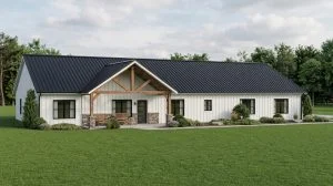 CHD-25132 Barndominium House Plan – Front Elevation