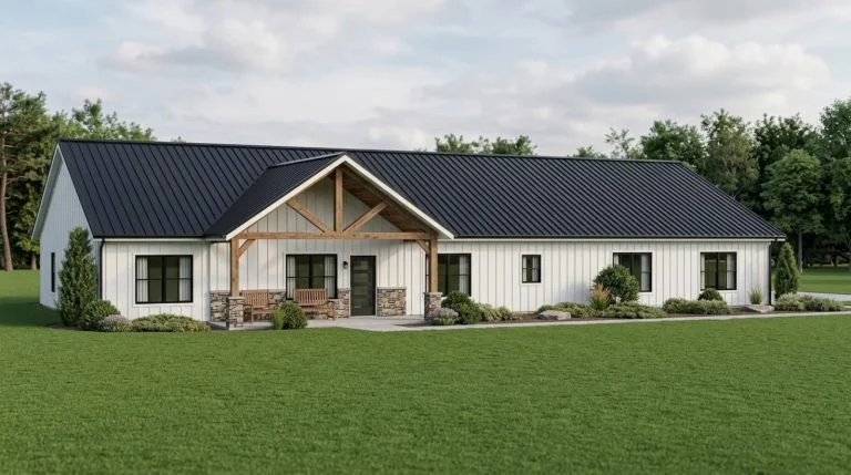 CHD-25132 Barndominium House Plan – Front Elevation
