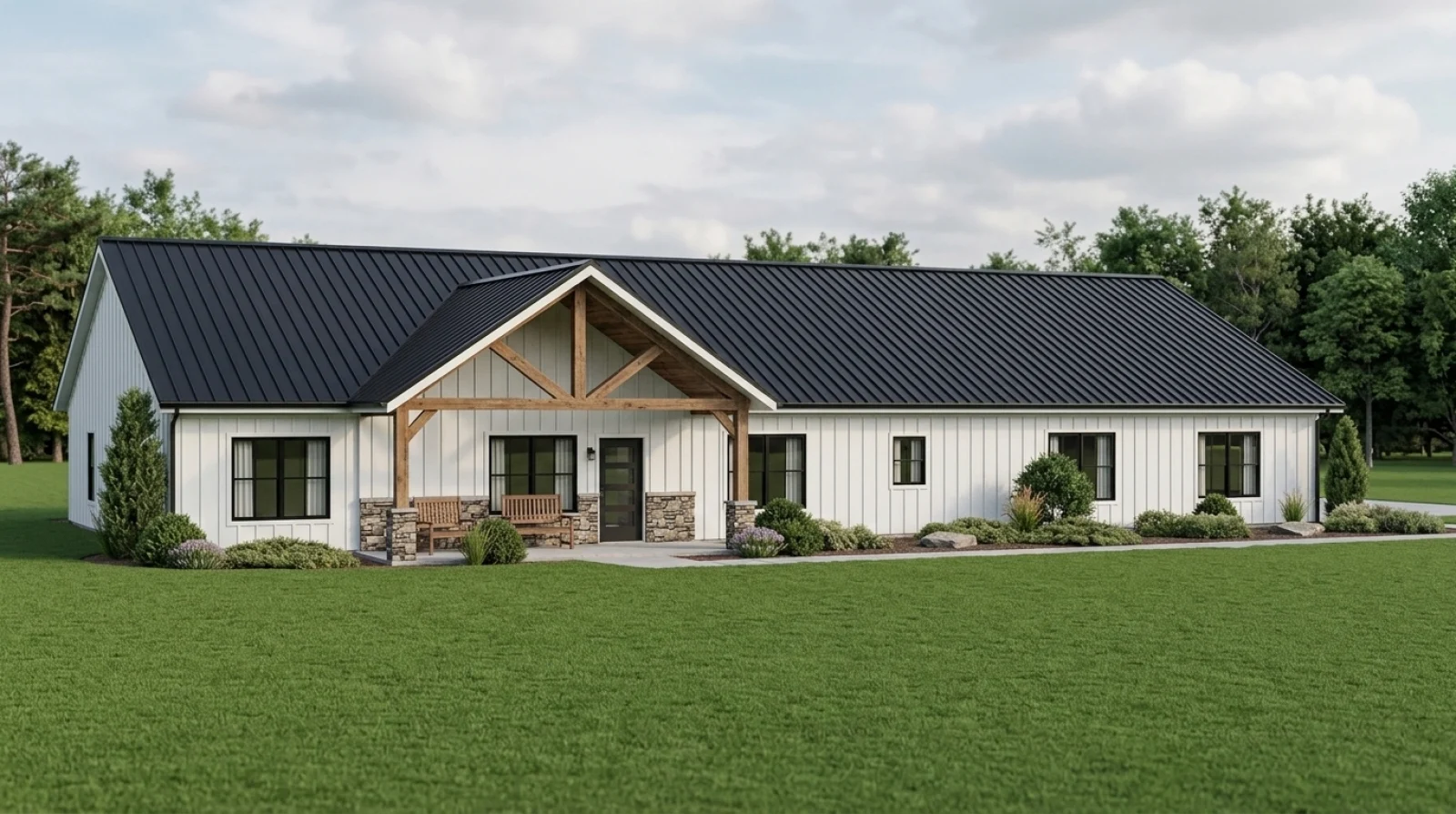 CHD-25132 Barndominium House Plan – Front Elevation