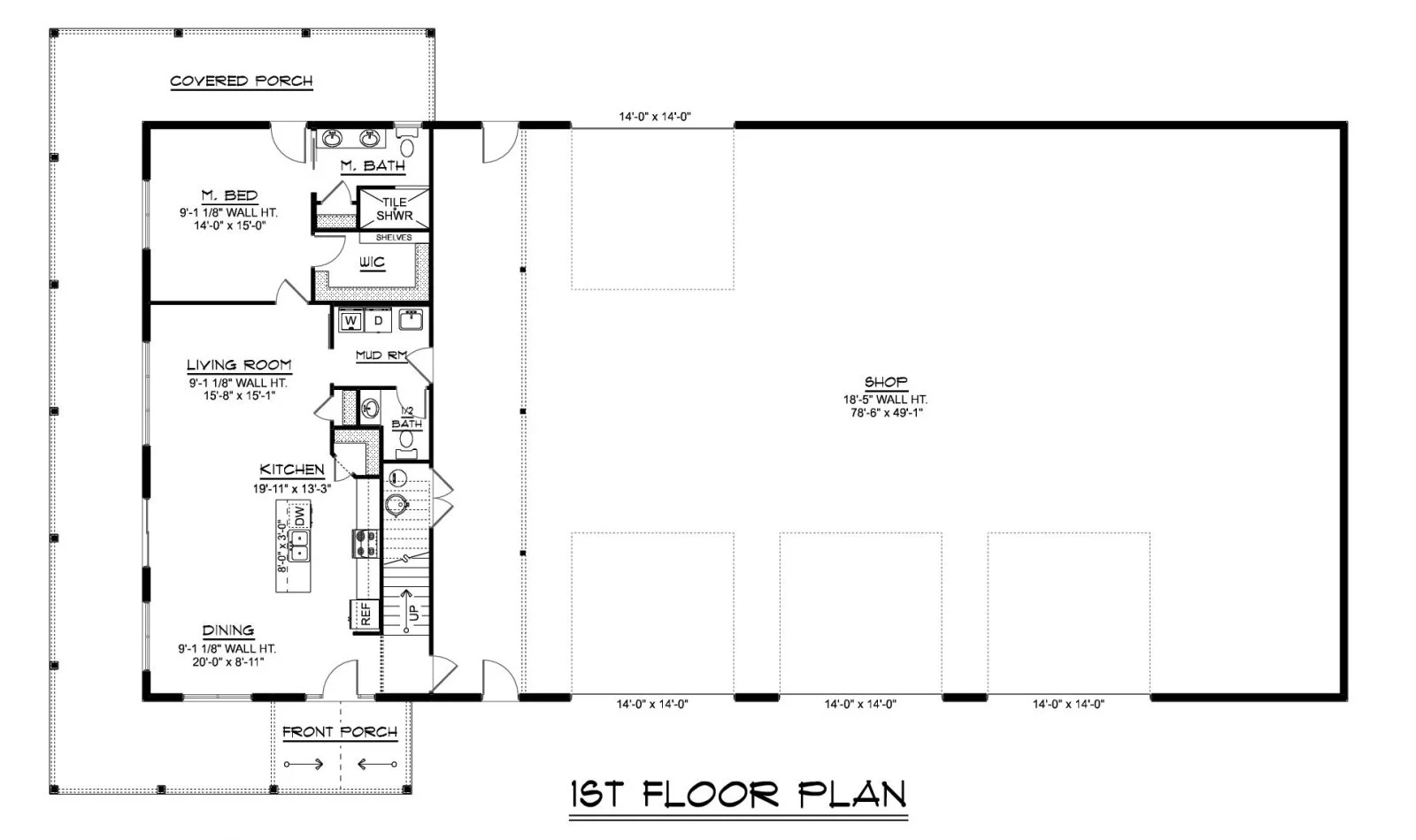CHD-25136 Barndominium House Plan – First Floor Plan
