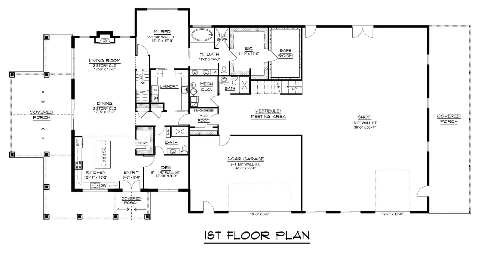 CHD-25140 Barndominium House Plan – First Floor Plan