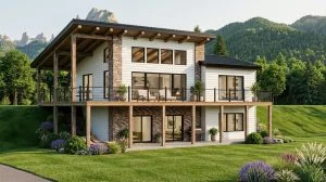 CHD-25147 Beach House Plan – Front Elevation
