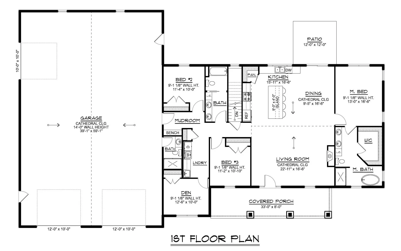 CHD-25155 Barndominium House Plan – Main Floor Plan