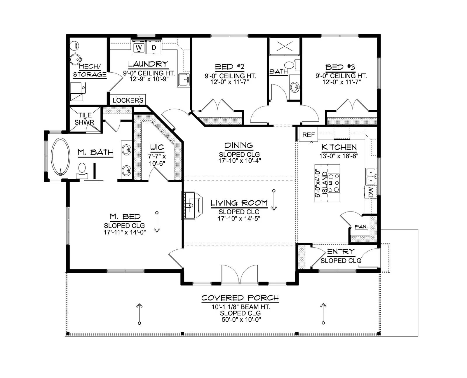 CHD-25178 Beach House Plan – Main Floor Plan