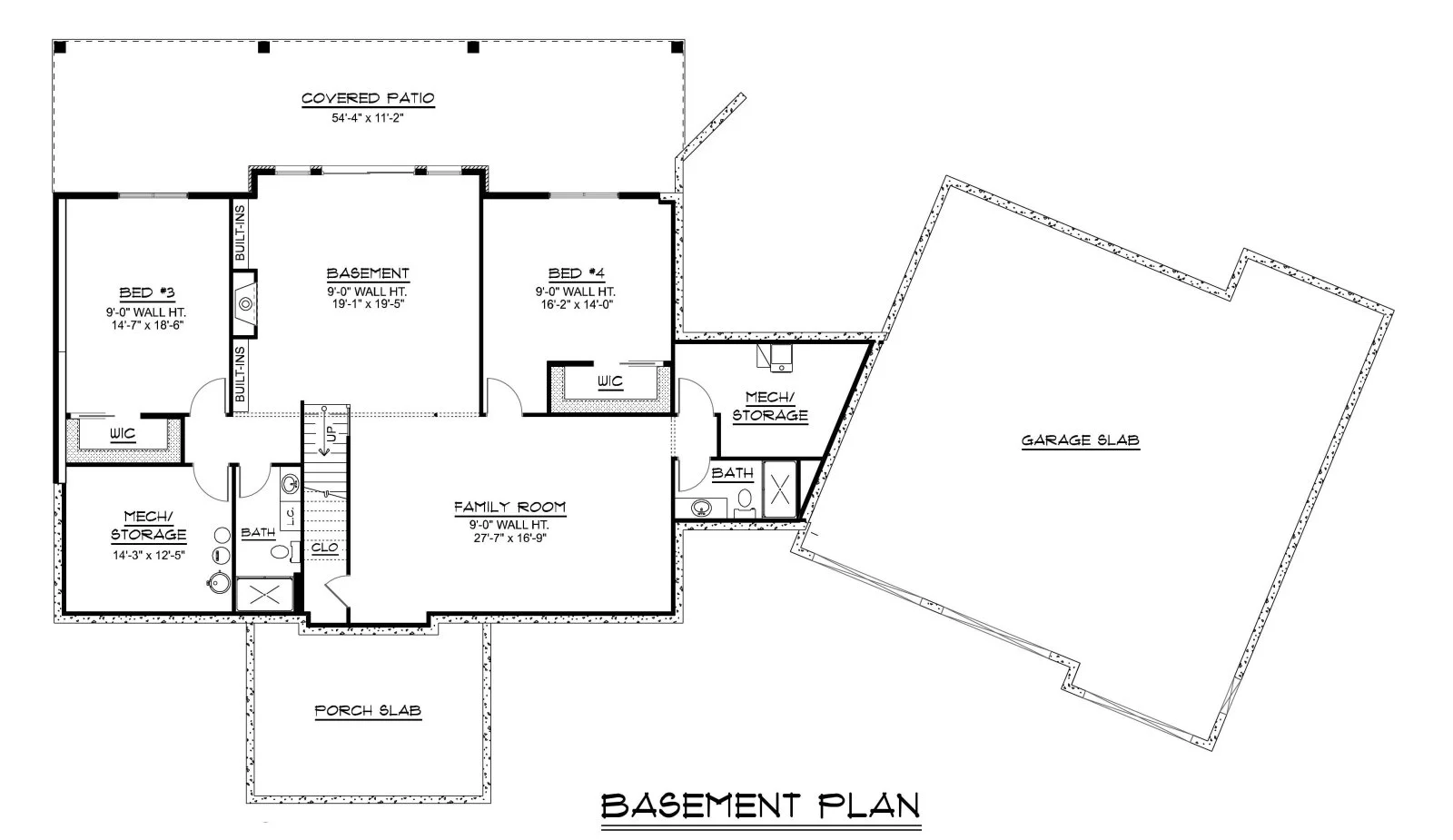 CHD-25181 Contemporary House Plan – Basement Floor Plan