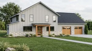 CHD-25185 Barndominium House Plan – Front Elevation