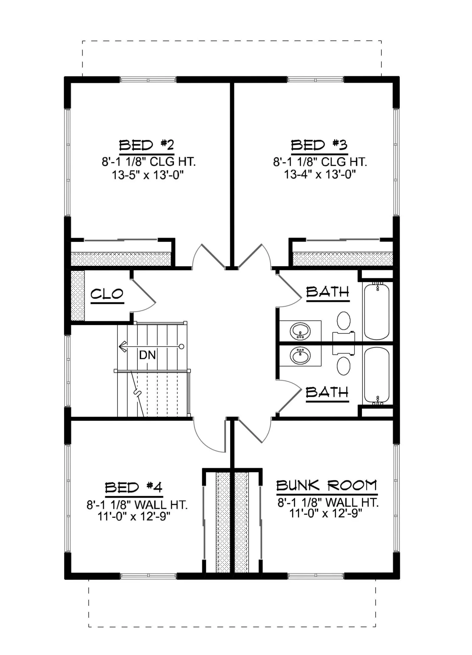CHD-25191 Beach House Plan – Second Floor Plan