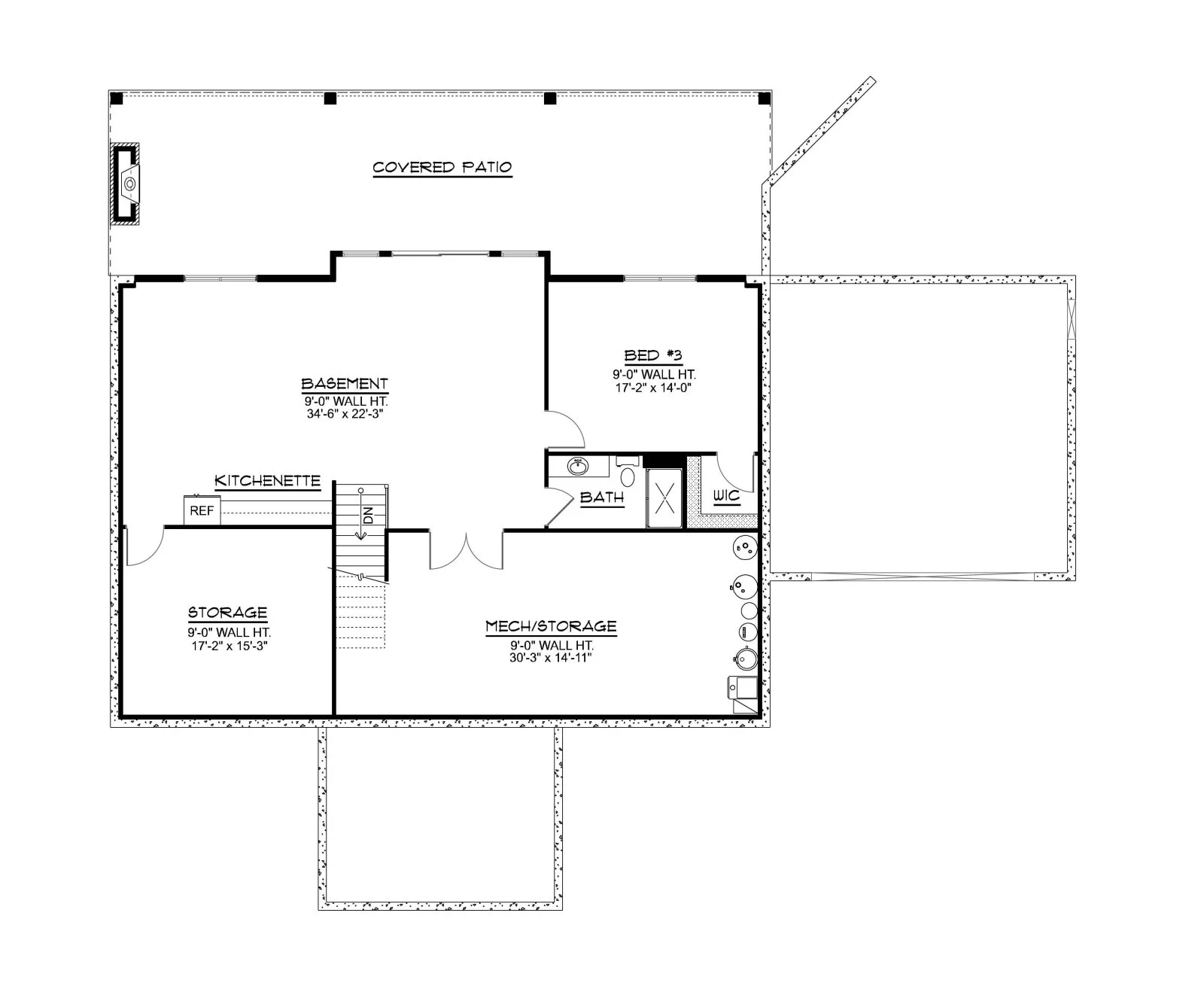 CHD-25192 Beach House Plan – Basement Floor Plan