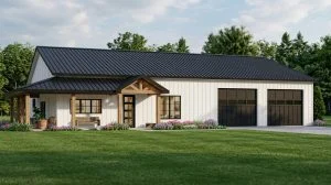CHD-25195 Barndominium House Plan – Front Elevation