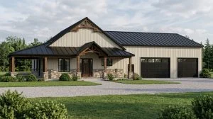CHD-25196 Barndominium House Plan – Front Elevation