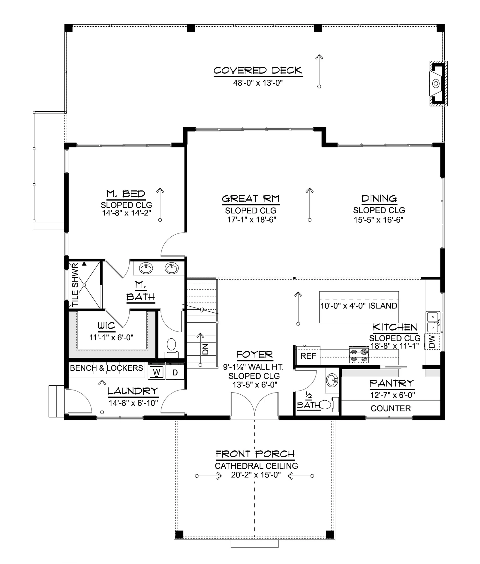 CHD-25268 Beach House Plan – Main Floor Plan