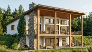 CHD-25268 Beach House Plan – Front Elevation