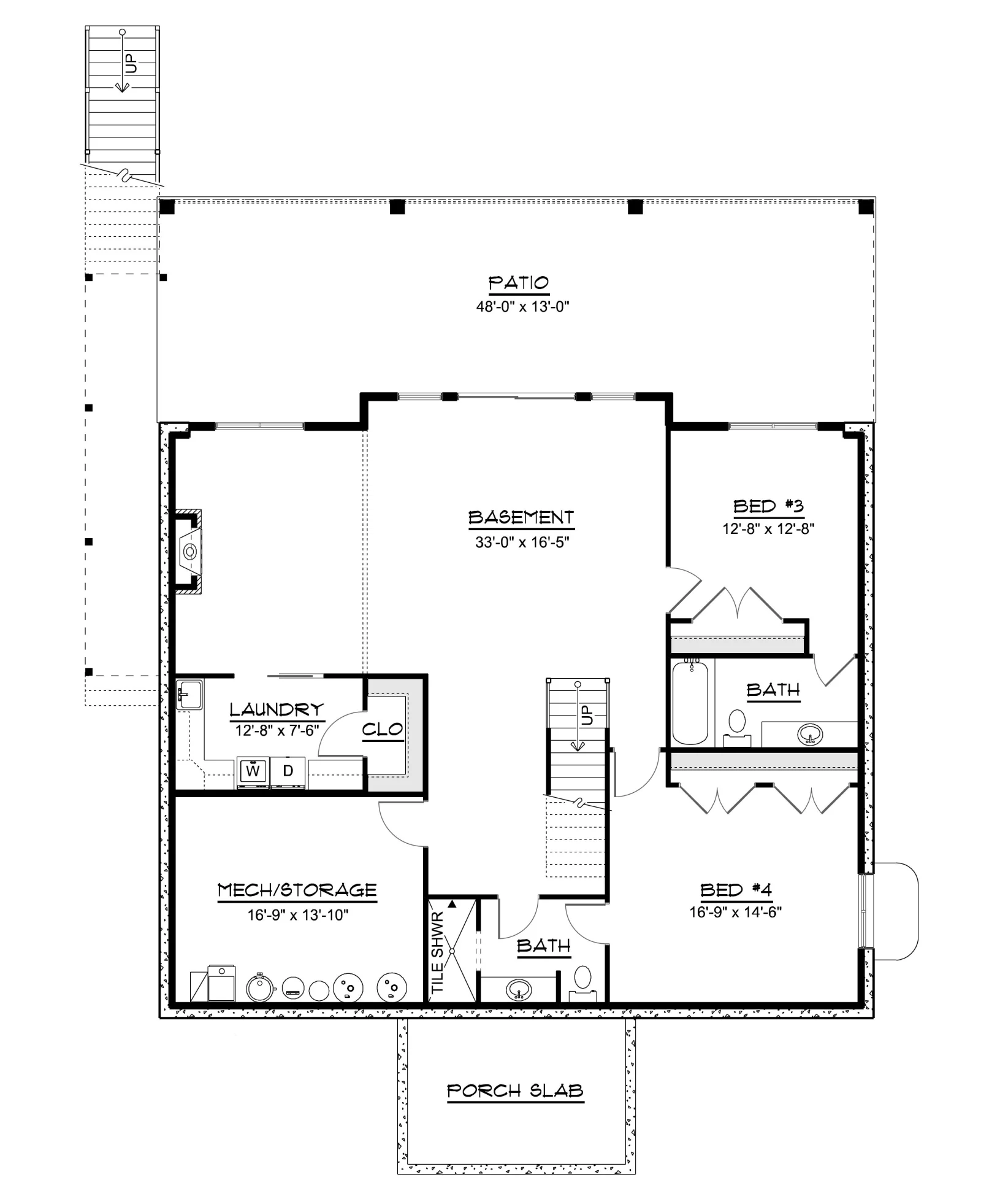 CHD-25297 Beach House Plan – Basement Floor Plan